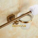 GobekUsa Antique Brass Wall Mount Toilet Brush Holder - Bathroom Accessories Set