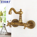 GobekUsa Antique Brass Wall Mounted Shower Faucet Hot Cold Mixer Faucet