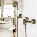 GobekUsa Antique Brass Wall Mounted Shower Faucet Set with Hand Shower Head
