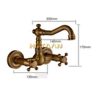 GobekUsa Antique Brass Wall Mounted Swivel Kitchen Faucet Mixer Tap