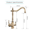 GobekUsa Antique Brass Water Filtration Kitchen Faucet, Lead-Free Drinking Sink Faucet