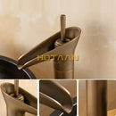 GobekUsa Antique Brass Waterfall Basin Faucet Mixer Tap for Bathroom Sink