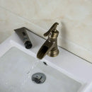 GobekUsa Antique Brass Waterfall Basin Faucet with Art Design Handle
