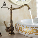 GobekUsa Antique Bronze Basin Faucet, Single Handle Deck Mounted Mixer Tap, High Quality