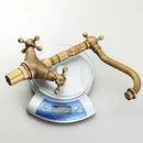 GobekUsa Antique Bronze Brass Swivel Basin Faucet with 2 Lever Handles