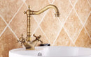 GobekUsa Antique Bronze Brass Swivel Basin Faucet with 2 Lever Handles