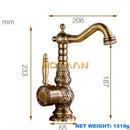 GobekUsa Antique Bronze Carving Kitchen Basin Faucet - Hot Cold Water Mixer Tap