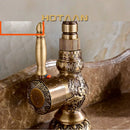GobekUsa Antique Bronze Carving Kitchen Basin Faucet - Hot Cold Water Mixer Tap