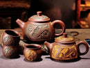 Antique bronze teapot set with dragon motifs for dining room by Decorbites