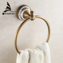 Antique bronze floral ceramic towel ring – bathroom wall holder by Decorbites