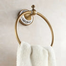 Antique bronze floral ceramic towel ring – bathroom wall holder by Decorbites