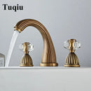 GobekUsa Antique Bronze Widespread Basin Faucet 3 Hole Mixer - Hot/Cold Water Tap