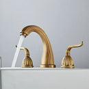 GobekUsa Antique Bronze Widespread Basin Faucet with Double Handles