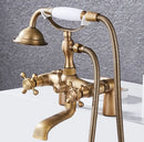 GobekUsa Antique Chrome Bathtub Shower Mixer Faucet Tap Set for Bathroom