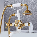 GobekUsa Antique Chrome Bathtub Shower Mixer Faucet Tap Set for Bathroom