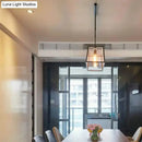GobekUsa Antique Clear Glass Pendant Light with 4 Heads for Dining Room and Island in Black
