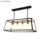 GobekUsa Antique Clear Glass Pendant Light with 4 Heads for Dining Room and Island in Black