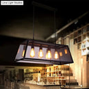 GobekUsa Antique Clear Glass Pendant Light with 4 Heads for Dining Room and Island in Black
