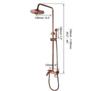 GobekUsa Antique Copper 3-Function Shower Set with Rainfall Head and Hand Shower