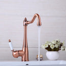 GobekUsa Antique Copper Kitchen Basin Mixer Tap with Ceramic Handle