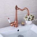 GobekUsa Antique Copper Kitchen Basin Mixer Tap with Ceramic Handle