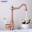 GobekUsa Antique Copper Kitchen Basin Mixer Tap with Ceramic Handle