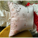 GobekUsa Antique Crane Floral Jacquard Luxury Lumbar Pillow Case Square Gold Stitch