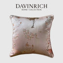 GobekUsa Antique Crane Floral Jacquard Luxury Lumbar Pillow Case Square Gold Stitch