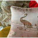 GobekUsa Antique Crane Floral Jacquard Luxury Lumbar Pillow Case Square Gold Stitch