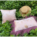 GobekUsa Antique Crane Floral Jacquard Luxury Lumbar Pillow Case Square Gold Stitch