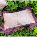 GobekUsa Antique Crane Floral Jacquard Luxury Lumbar Pillow Case Square Gold Stitch