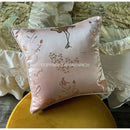GobekUsa Antique Crane Floral Jacquard Luxury Lumbar Pillow Case Square Gold Stitch