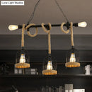 GobekUsa Antique Iron Hanging Island Light with Hemp Rope in Black