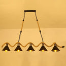 GobekUsa Antique Iron Hanging Island Light with Hemp Rope in Black