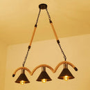 GobekUsa Antique Iron Hanging Island Light with Hemp Rope in Black
