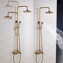 GobekUsa Antique Shower Mixer Tap Set with 8" Rainfall Shower Head and Dual Handles