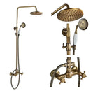 GobekUsa Antique Shower Mixer Tap Set with 8" Rainfall Shower Head and Dual Handles