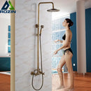 GobekUsa Antique Shower Mixer Tap Set with 8" Rainfall Shower Head and Dual Handles