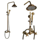 GobekUsa Antique Shower Mixer Tap Set with 8" Rainfall Shower Head and Dual Handles