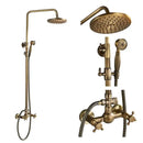 GobekUsa Antique Shower Mixer Tap Set with 8" Rainfall Shower Head and Dual Handles