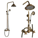 GobekUsa Antique Shower Mixer Tap Set with 8" Rainfall Shower Head and Dual Handles