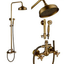 GobekUsa Antique Shower Mixer Tap Set with 8" Rainfall Shower Head and Dual Handles