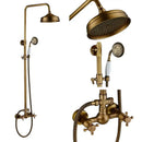 GobekUsa Antique Shower Mixer Tap Set with 8" Rainfall Shower Head and Dual Handles