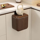 GobekUsa Antique Style Wood Grain Hanging Kitchen Trash Can with Lid