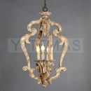 GobekUsa Antique Wood Chandelier | Retro Solid Wood Carving Lamp for Bedroom and Dining Room