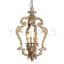 GobekUsa Antique Wood Chandelier | Retro Solid Wood Carving Lamp for Bedroom and Dining Room