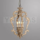 GobekUsa Antique Wood Chandelier | Retro Solid Wood Carving Lamp for Bedroom and Dining Room