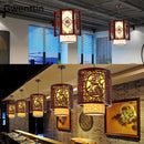 GobekUsa Antique Wood Pendant Lights for Dining Room, LED Living Room Decor Lighting Fixtures