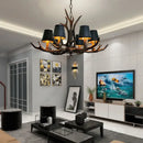 GobekUsa Antler Chandelier: Retro Resin Pendant Lamp for Living Room, Modern Rustic Lighting