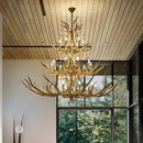 GobekUsa Antler Deer Chandelier: Rustic Resin Hanging Lamp for Living Room & Loft